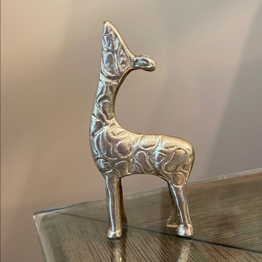 Vintage BRASS Baby Giraffe Sculpture Safari Decor Decorative Giraffe Figurine